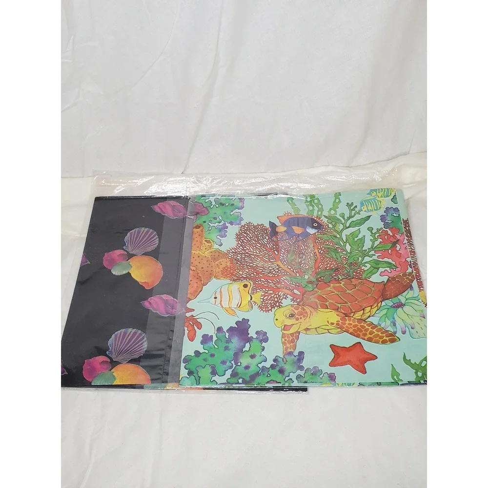Vintage Artfaire Gift‎ Wrap 4 Sheets Sea Turtle Coral Reef Shells Ocean 20x30